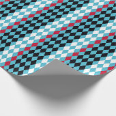 ダイヤモンドは黒、赤、白、ターコイズ モダン ラッピングペーパー (角)