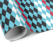 ダイヤモンドは黒、赤、白、ターコイズ モダン ラッピングペーパー (ロールコーナー)