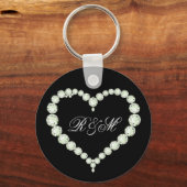 ダイヤモンドをテーマにしたモノグラム「His and Her」イニシャル キーホルダー (正面)