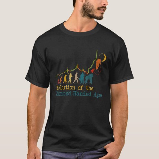 ダイヤモンドを使ったサルの進化 Tシャツ (正面)