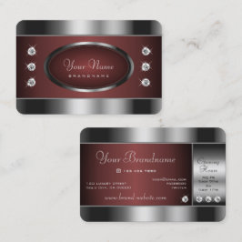 ダイヤモンドを使った高貴なシルバーとブルゴーニュきらめくー 名刺