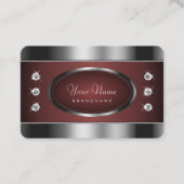 ダイヤモンドを使った高貴なシルバーとブルゴーニュきらめくー 名刺 (正面)