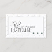 ダイヤモンドを使用したシックな白とシルバーのフレモダンーム 名刺 (正面)