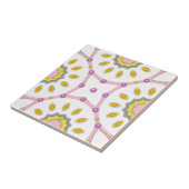 ダイヤモンドを使用したピンク色の白と黄色のモロッコパターン タイル (側面)