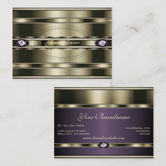 ダイヤモンドを使用した卓越した紫とクロフェイクーム 名刺 (正面/裏面)