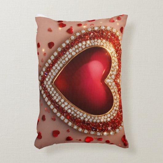 ダイヤモンドを使用した美しいハート アクセントクッション (正面(垂直))