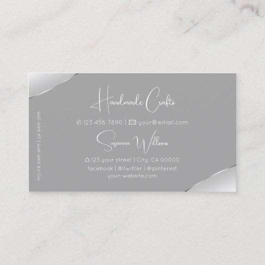 ダイヤモンドを使用した豪華なシルバーとグきらめくレイ 名刺 (裏面)