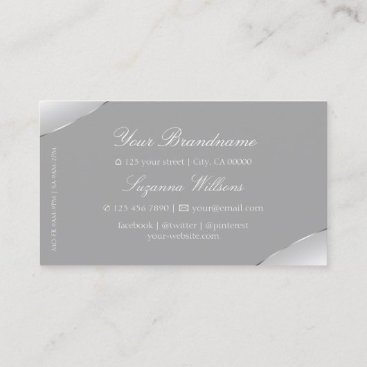 ダイヤモンドを使用した豪華なシルバーとグきらめくレイ 名刺 (裏面)