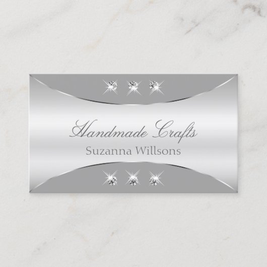 ダイヤモンドを使用した豪華なシルバーとグきらめくレイ 名刺 (正面)