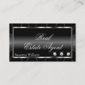 ダイヤモンドを使用した豪華な白黒スタイリッシュ 名刺 (正面)