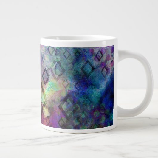 ダイヤモンドを使用したStormyカラフルの水カラー抽象芸術 ジャンボコーヒーマグカップ (右)