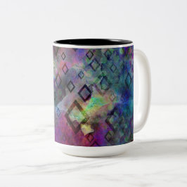ダイヤモンドを使用したStormyカラフルの水カラー抽象芸術 ツートーンマグカップ