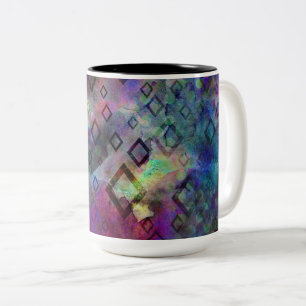 ダイヤモンドを使用したStormyカラフルの水カラー抽象芸術 ツートーンマグカップ