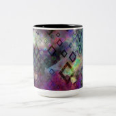 ダイヤモンドを使用したStormyカラフルの水カラー抽象芸術 ツートーンマグカップ (中央)