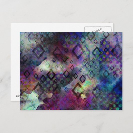 ダイヤモンドを使用したStormyカラフルの水カラー抽象芸術 ポストカード (正面/裏面)
