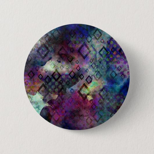 ダイヤモンドを使用したStormyカラフルの水カラー抽象芸術 缶バッジ (正面)