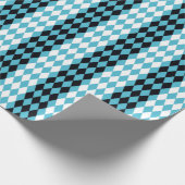 ダイヤモンドを黒の白いターコイズ モダン ラッピングペーパー (角)