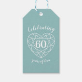 ダイヤモンドアクアホワイトジュエリーハートラインアートギフトラベル ギフトタグ (正面)