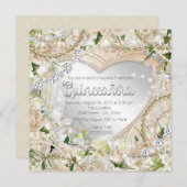 ダイヤモンドアンドパールホワイトローズキンセアニェラ 招待状 (正面/裏面)