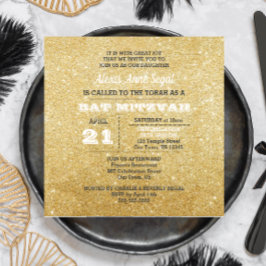 ダイヤモンドアンド金ゴールドグリッターグラムバルミツワー 招待状