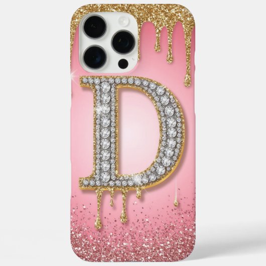 ダイヤモンドイニシャルDゴールドピンクギフトママ Case-Mate iPhoneケース (裏面)