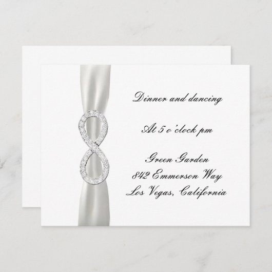 ダイヤモンドインフィニティホワイト結婚式の受付カード 招待状 (正面/裏面)