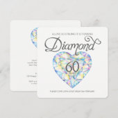 ダイヤモンドウェディングの愛はとても強い心の水彩画 招待状 (正面/裏面)