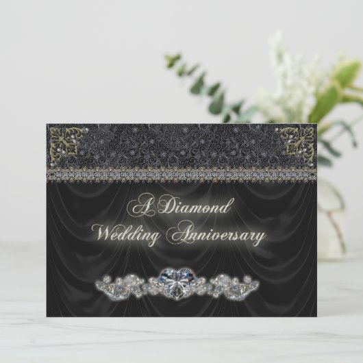 ダイヤモンドウェディングアニバーサリー招待状カード 招待状 (スタンド正面)