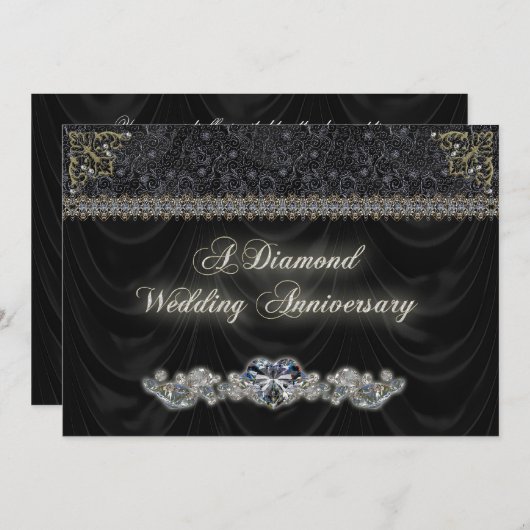 ダイヤモンドウェディングアニバーサリー招待状カード 招待状 (正面/裏面)