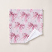 ダイヤモンドウォーターカラーピンクコケット弓 バスタオルセット (ウォッシュタオル)