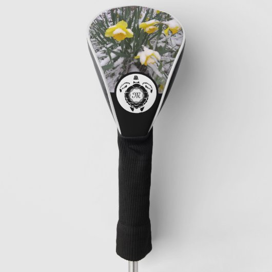 ダイヤモンドウミガメのシルエットモノグラムw写真 ゴルフヘッドカバー (正面)