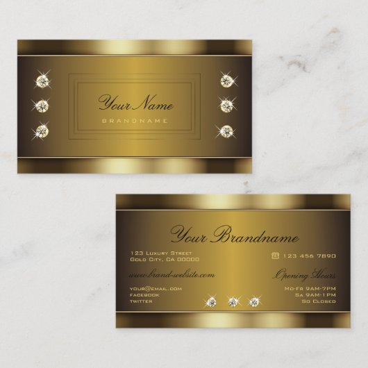 ダイヤモンドエレガントグラフィックによる非常に黄金の効果 名刺 (正面/裏面)