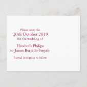 ダイヤモンドエレガントハートは日付を紫色のピンク色で保存 案内ポストカード (裏面)