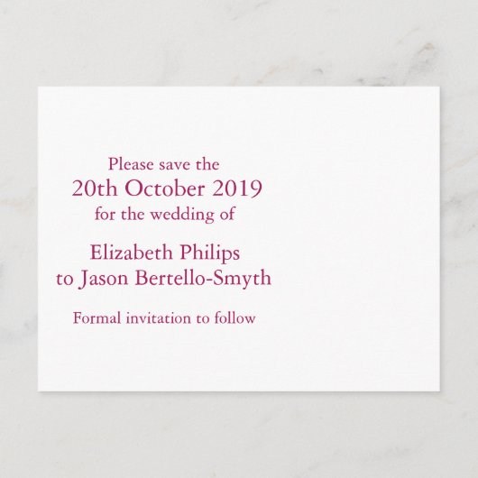 ダイヤモンドエレガントハートは日付を紫色のピンク色で保存 案内ポストカード (裏面)