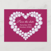 ダイヤモンドエレガントハートは日付を紫色のピンク色で保存 案内ポストカード (正面)