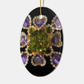 ダイヤモンドエレガントパープルグリーン宝石 セラミックオーナメント (左)