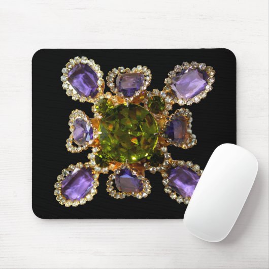 ダイヤモンドエレガントパープルグリーン宝石 マウスパッド (マウス)