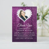 ダイヤモンドエレガントパープル葬儀サンキューカード サンキューカード (スタンド正面)