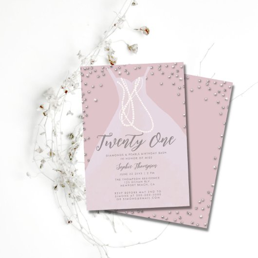 ダイヤモンドエレガントパールドレスピンク21日バッシュ 招待状