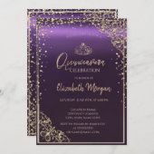 ダイヤモンドエレガントフレームパープルキンセニェラ 招待状 (正面/裏面)