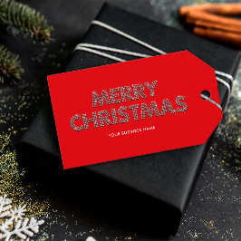 ダイヤモンドエレガントメリークリスマスビジネスレッド ギフトタグ