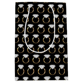 ダイヤモンドエンゲージメントウェディングリング ブラックゴールド ミディアムペーパーバッグ