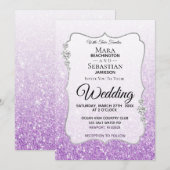 *~* ダイヤモンドオンブレパープルグリッター グラデーションウェディング 招待状 (正面/裏面)