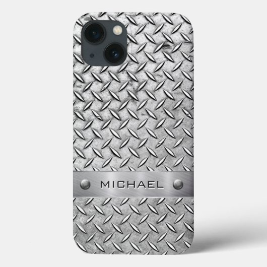 ダイヤモンドカットパターンメタルプレート Case-Mate iPhoneケース (裏面)