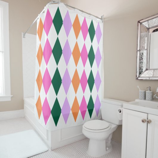 ダイヤモンドカラフルパターン中世紀半モダン期 シャワーカーテン (インサイチュ)