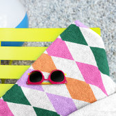 ダイヤモンドカラフルパターン中世紀半モダン期 ビーチタオル