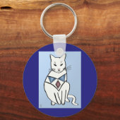 ダイヤモンドカラーの猫 キーホルダー (正面)