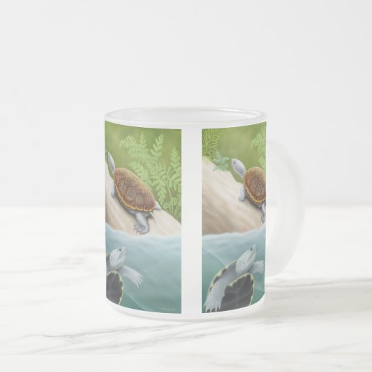 ダイヤモンドガメの曇らされたガラスのマグ フロストグラスマグカップ (正面右)