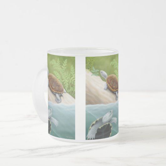 ダイヤモンドガメの曇らされたガラスのマグ フロストグラスマグカップ (正面左)