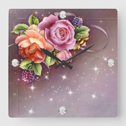 ダイヤモンドガール#2角壁時計 スクエア壁時計 (正面)